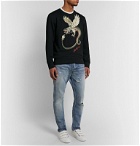 Alexander McQueen - Embroidered Loopback Cotton-Jersey Sweatshirt - Black