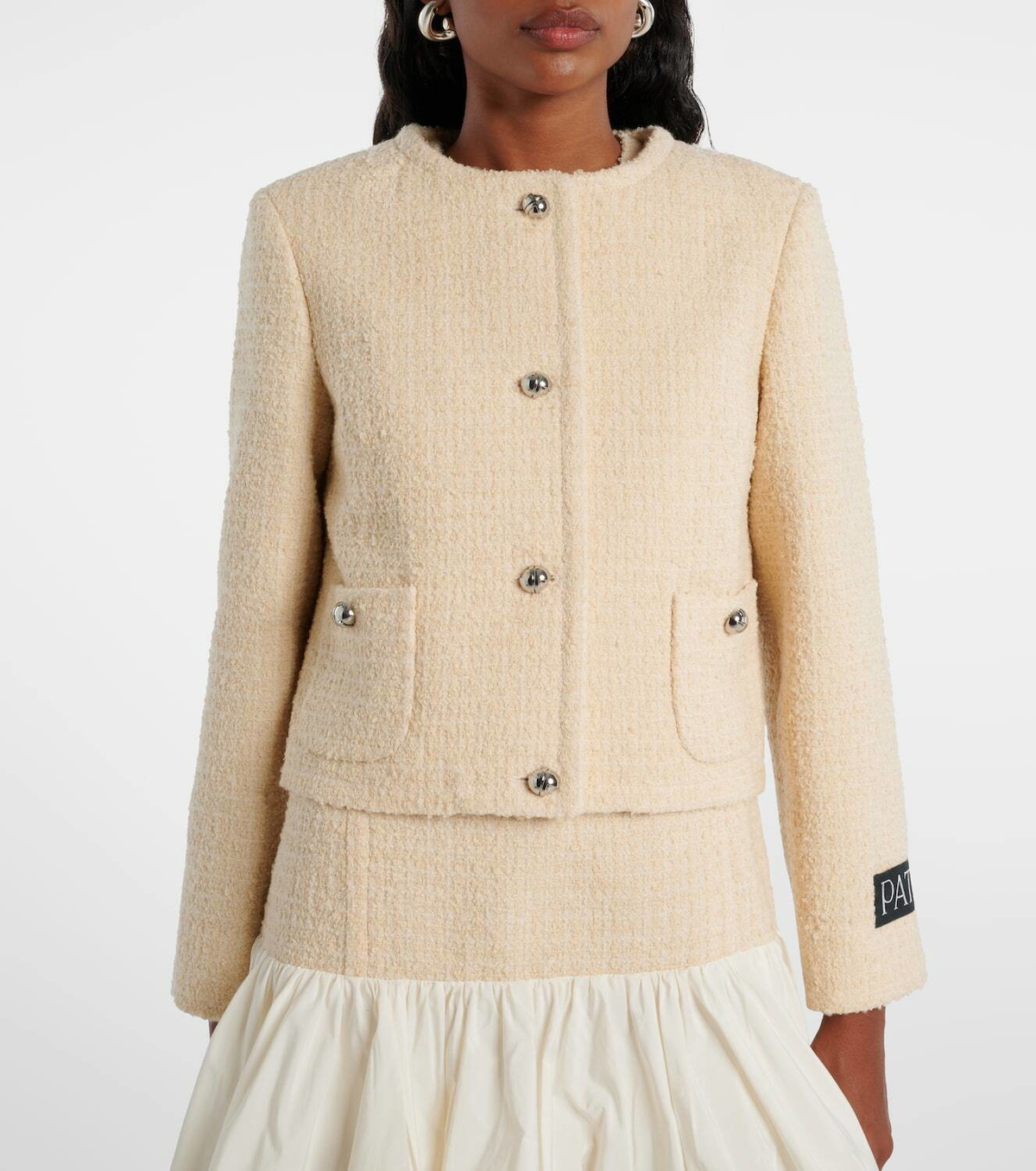 Patou Logo wool-blend bouclé jacket