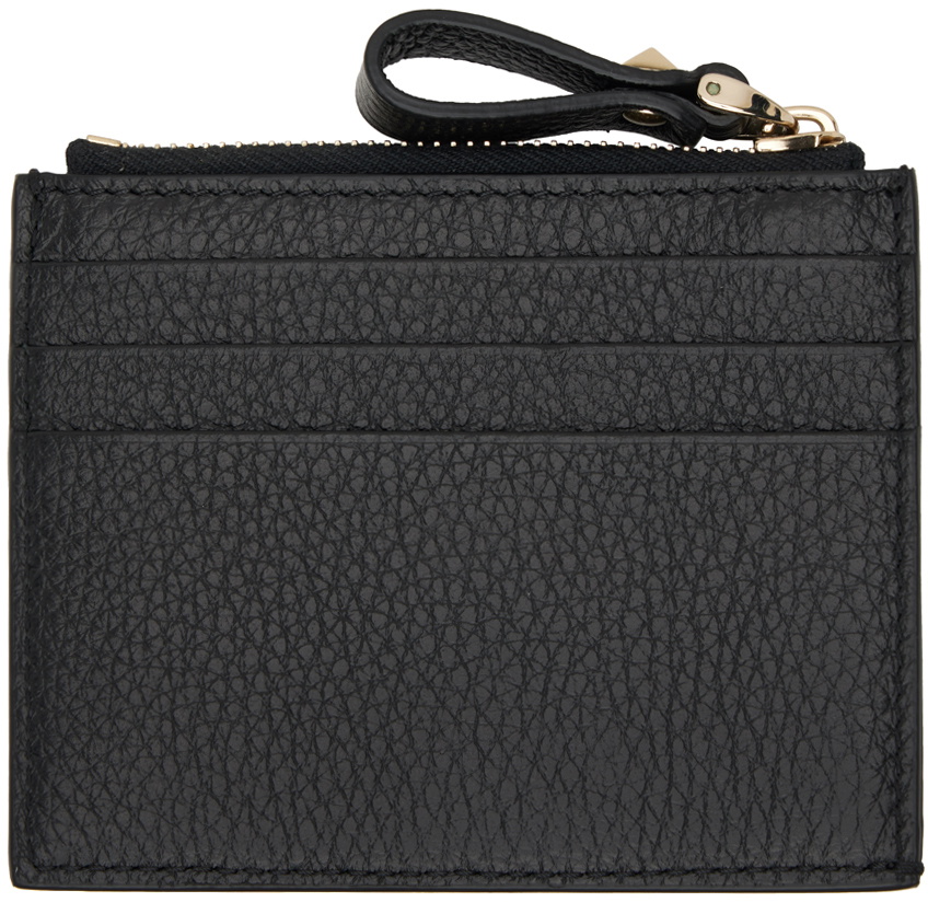Valentino Garavani Black Rockstud Zipper Card Holder Valentino Garavani