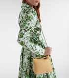 Erdem Bloom Mini leather-trimmed raffia top-handle bag