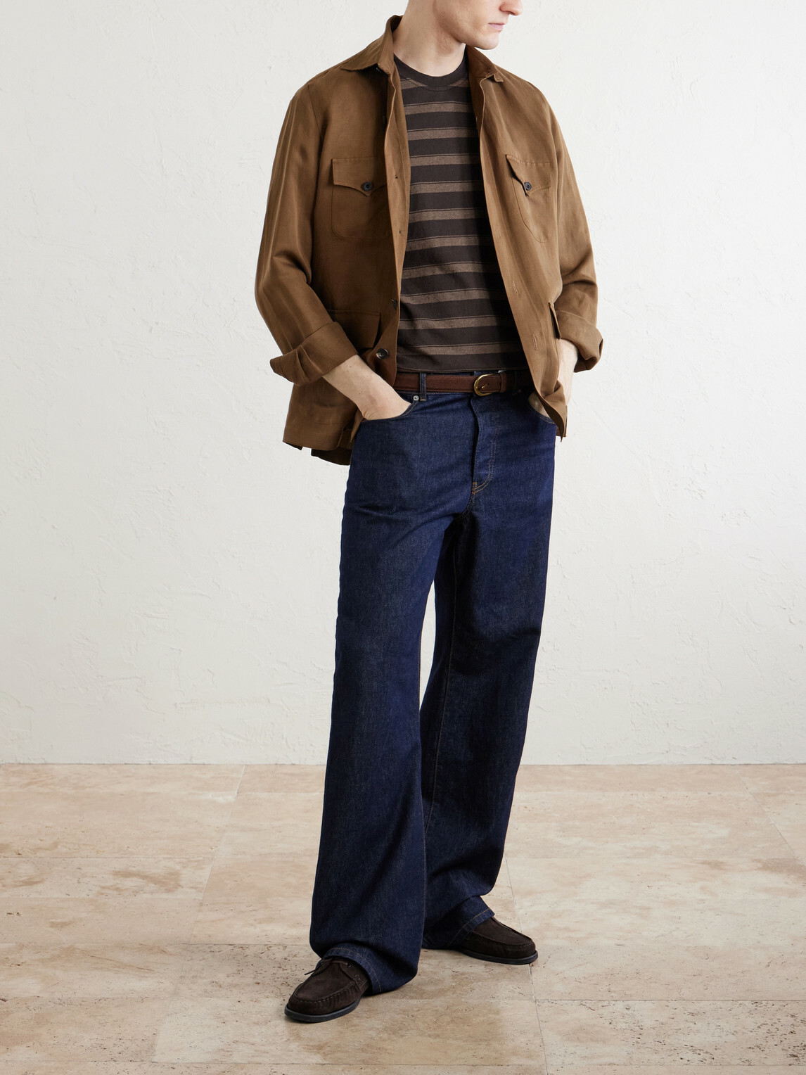 Oliver Spencer - Judd Striped Organic Cotton T-Shirt - Brown