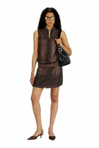 Diesel Minidress in fluid coated denim - Dresses Womens in Brown
