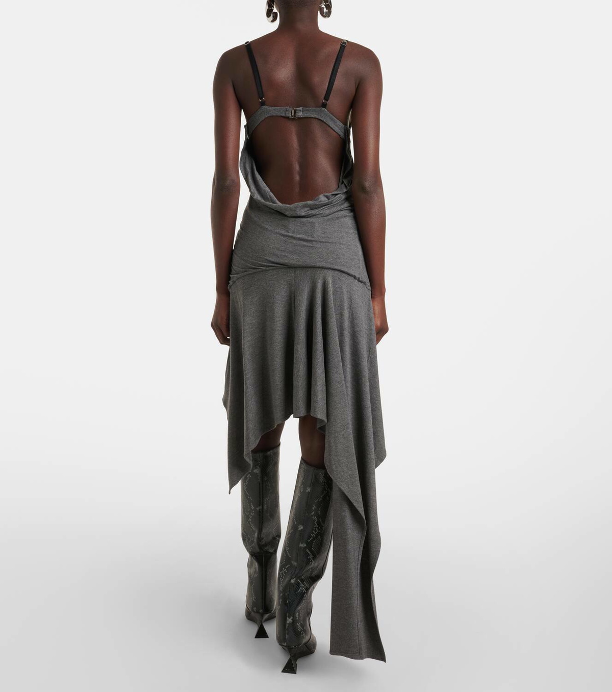 The Attico Asymmetric jersey minidress