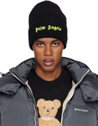 Palm Angels Black Classic Logo Ribbed Beanie
