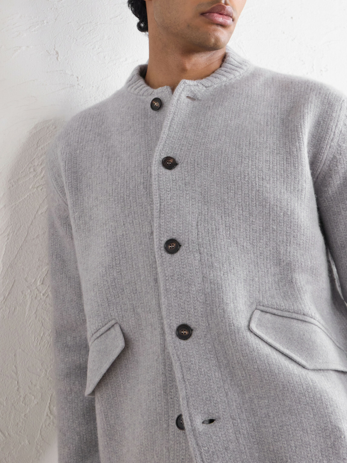 Slowear - Wool and Cashmere-Blend Knitted Bomber Jacket - Gray