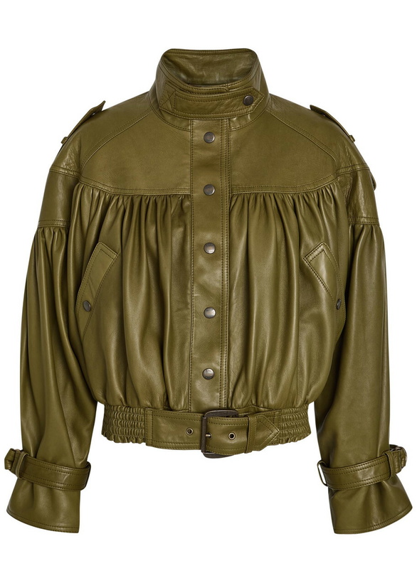 Photo: Chloe Cropped Leather Jacket Khaki