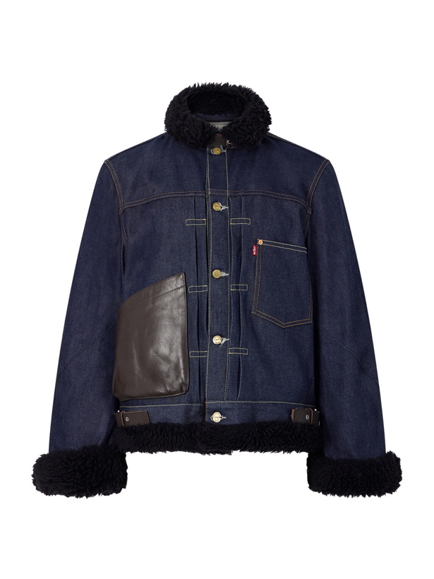 Photo: Sacai - Levi's Plush-Trimmed Denim Jacket - Blue