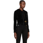 Versace Jeans Couture Black Velvet Zip-Up Hoodie