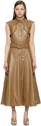 Matériel Tbilisi Brown Faux-Leather Two-in-One Dress
