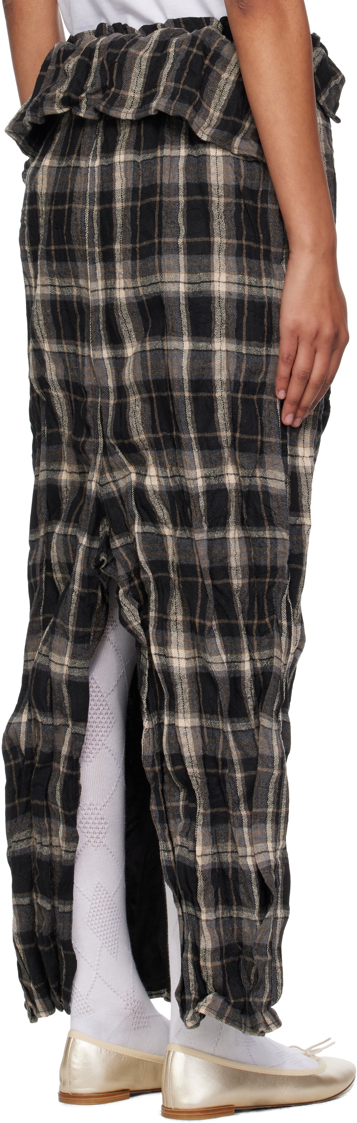 OPEN YY Black & Gray Crinkled Shirt Maxi Skirt