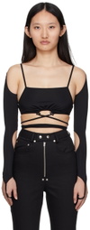 BONBOM Black Tie-Up Sleeve Tank Top