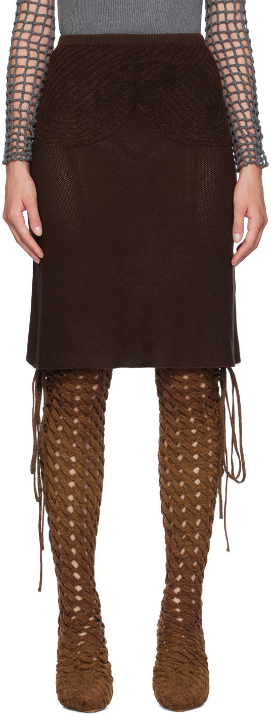Isa Boulder Brown Sweetheart Midi Skirt