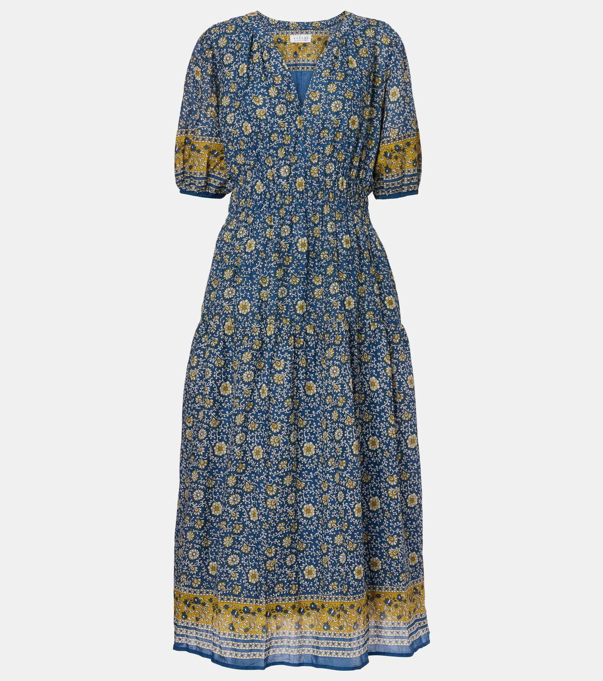 Velvet Natalia floral cotton maxi dress