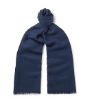 Loro Piana - Fringed Cashmere and Silk-Blend Scarf - Blue
