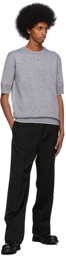 Jil Sander Grey Double-Faced Knit Short Sleeve Sweater