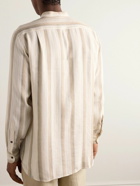 Loro Piana - Elia Grandad-Collar Striped Linen and Silk-Blend Shirt - Neutrals