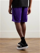 Stray Rats - Arch Straight-Leg Logo-Print Mesh Shorts - Purple