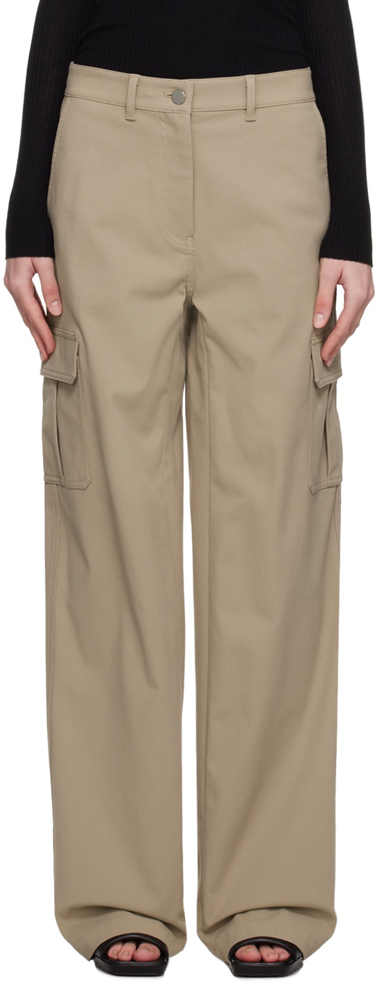 Theory Taupe Wide-Leg Trousers Theory