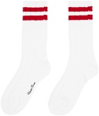 Undercover White & Red Striped Socks