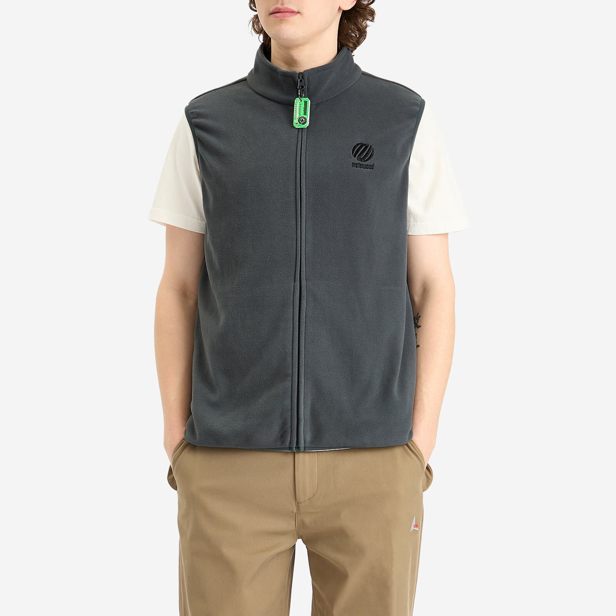 Metalwood Studio Men's Micro Fleece Vest in Steel