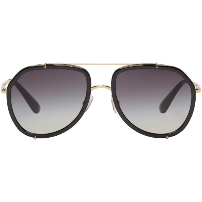 Photo: Dolce and Gabbana Gold and Black Aviator Sunglasses 