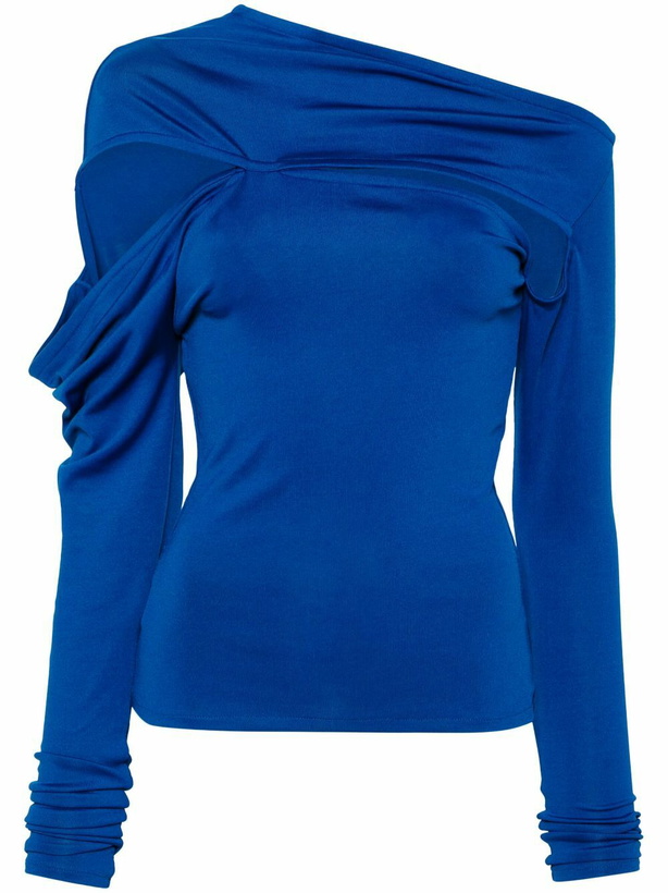 Photo: Jade Cropper Blue Draped Cut-Out Top