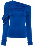 Jade Cropper Blue Draped Cut-Out Top