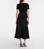 Roland Mouret Floral-appliqué crêpe midi dress