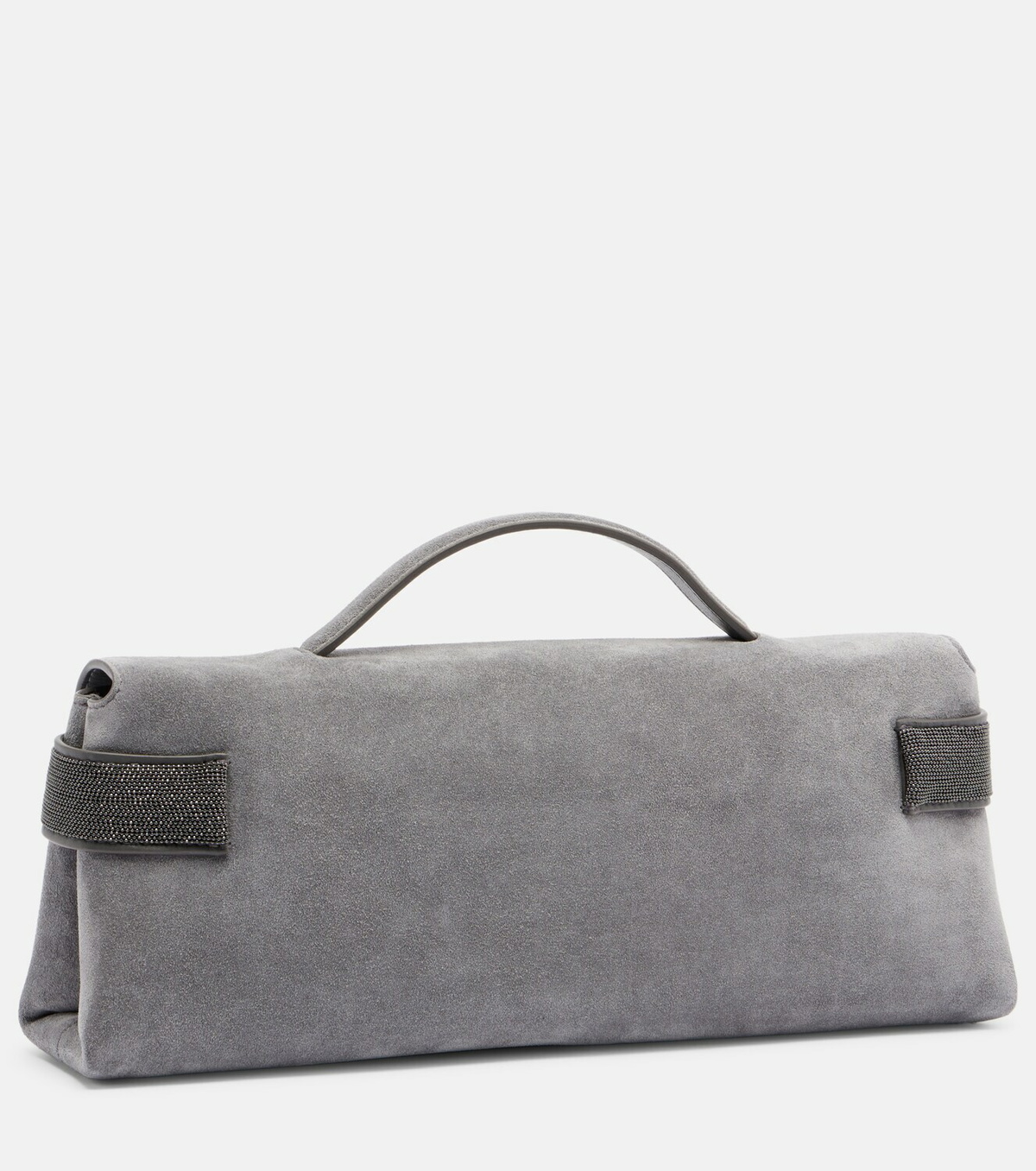 Brunello Cucinelli Monili Small embellished suede top-handle bag