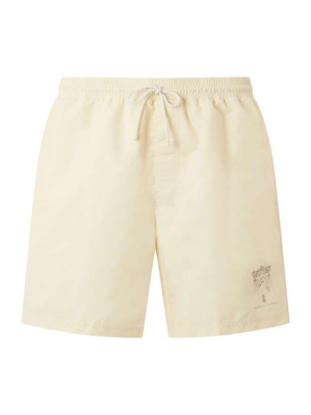 Photo: Brunello Cucinelli - Straight-Leg Mid-Length Swim Shorts - Neutrals