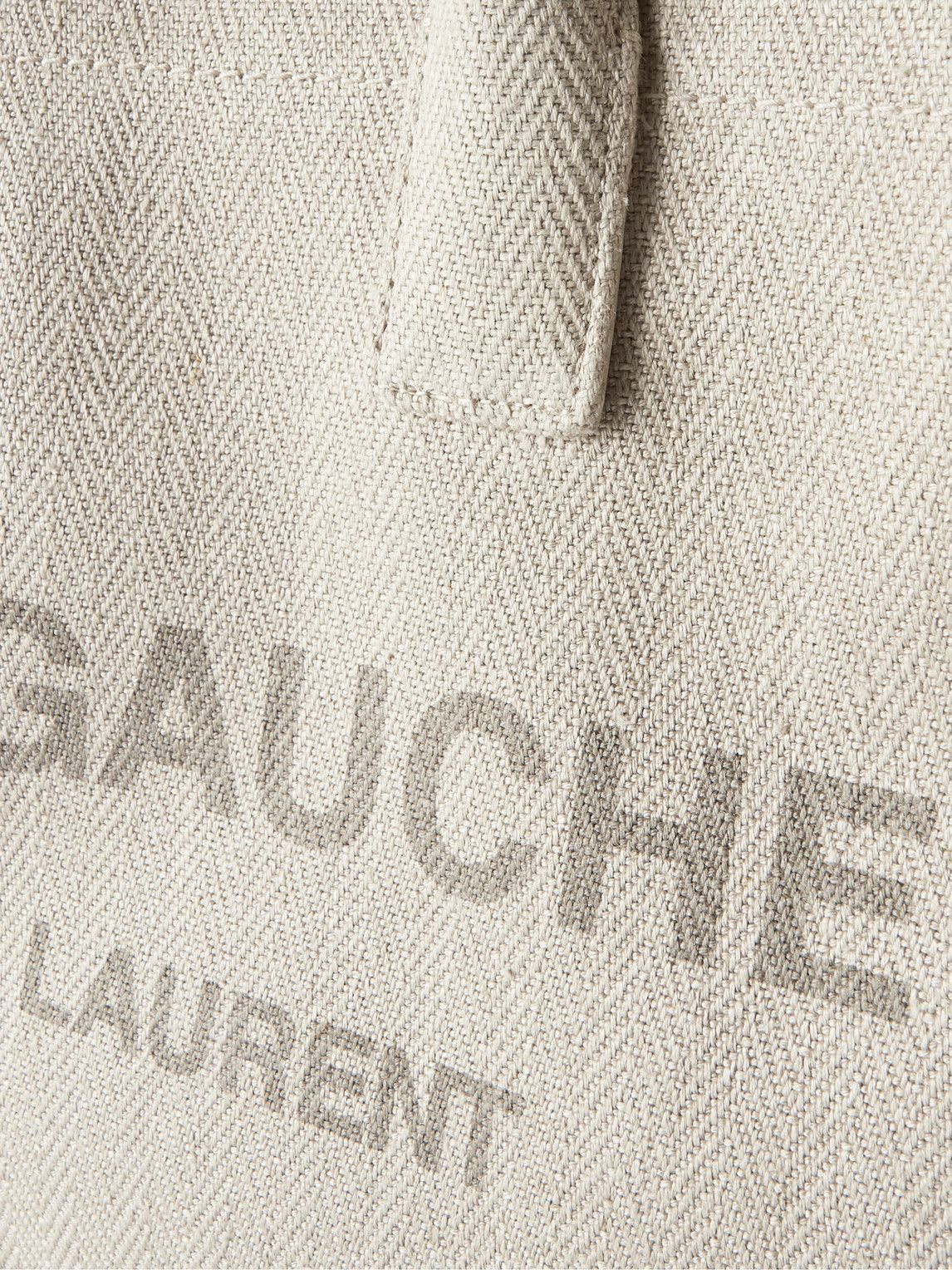 SAINT LAURENT  Logo-Print Herringbone Cotton-Canvas Tote Bag