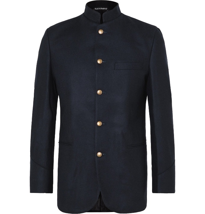 Photo: Favourbrook - Seaton Nehru-Collar Cashmere Jacket - Blue