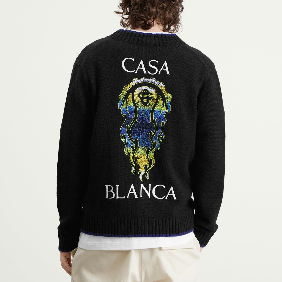 Casablanca Men's Flaming Tennis Ball Cardigan in Black