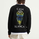 Casablanca Men's Flaming Tennis Ball Cardigan in Black