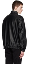 Hugo Black Stand Collar Faux-Leather Jacket