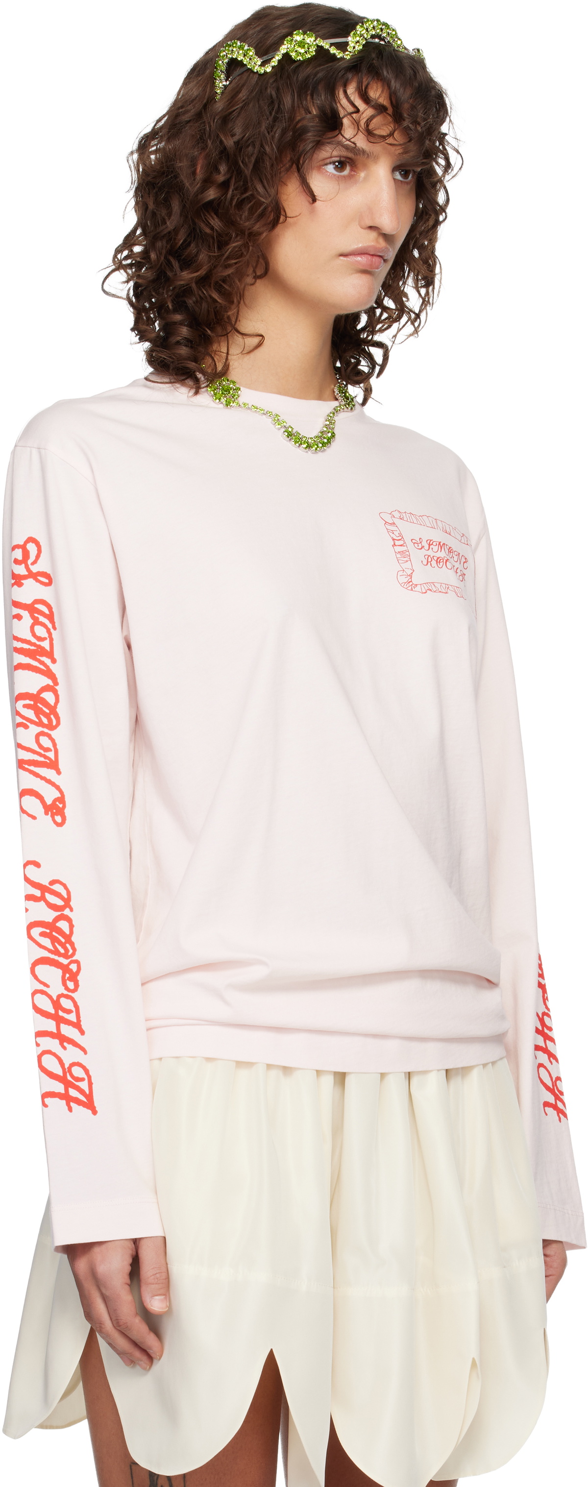 Simone Rocha Pink Pillowcase Logo Print Long Sleeve T-shirt