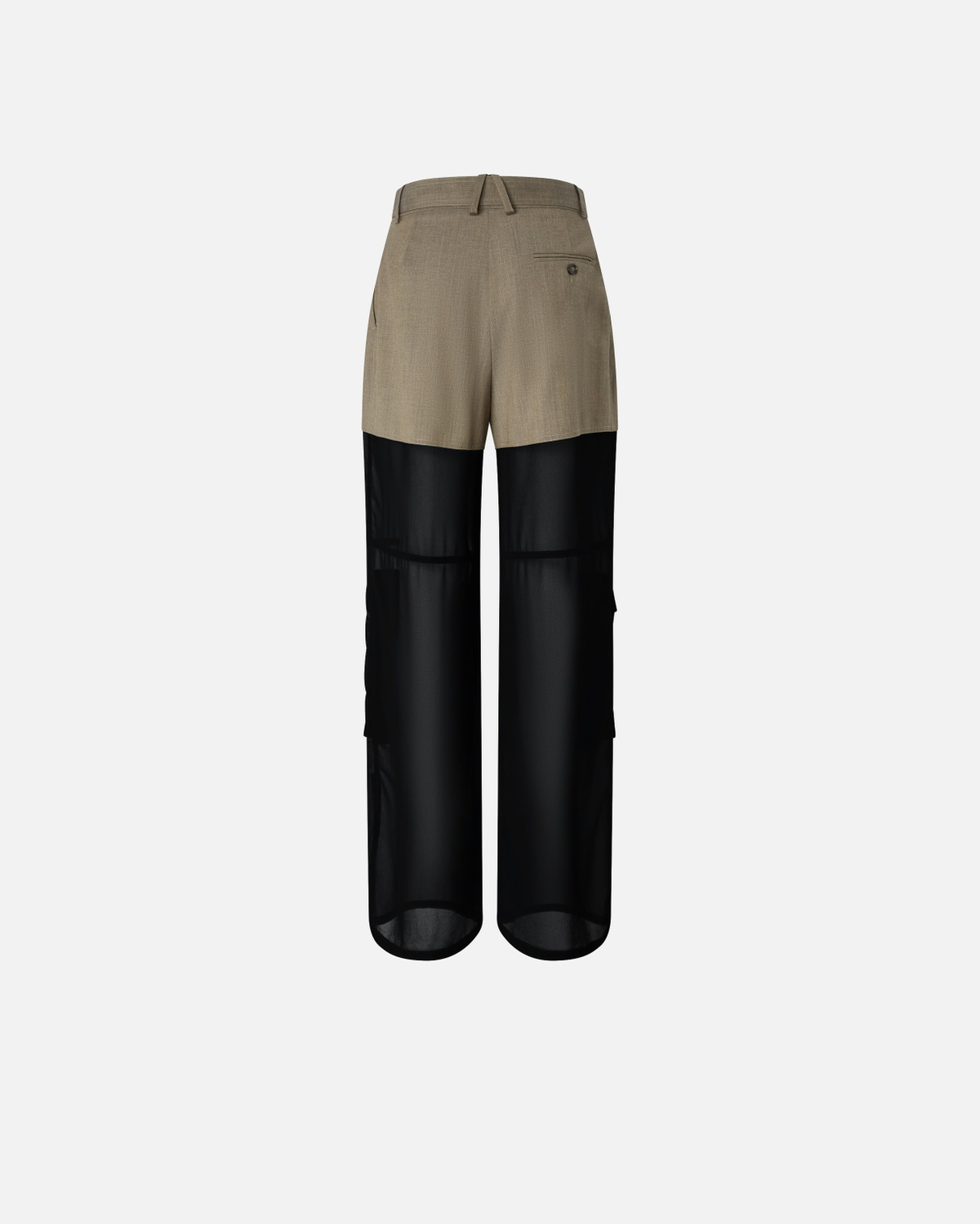 Pinko Wide Leg Cargo Trousers With Semi Sheer Georgette Flask Brown