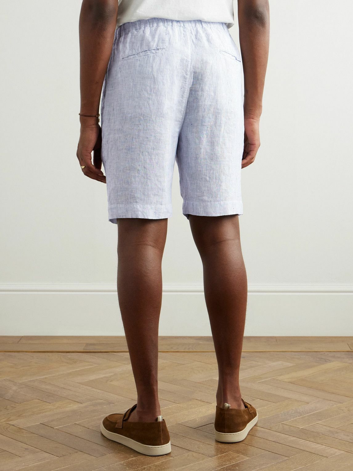 Massimo Alba - Kevin Straight-Leg Pleated Linen Drawstring Shorts - Blue