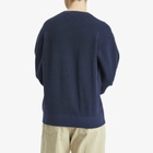 A Bathing Ape Men's College Waffle Crewneck Sweater in Navy