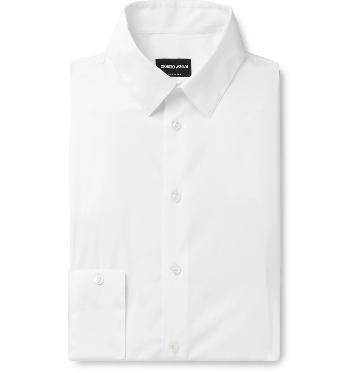 Photo: Giorgio Armani - White Cotton-Blend Poplin Shirt - White