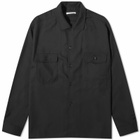 s.k manor hill Men's Park Shirt Jacket in Black Tropical Wool