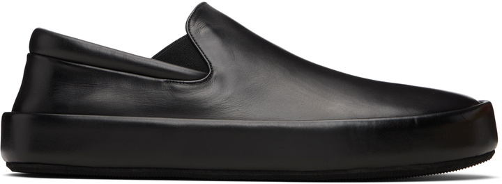 Photo: Marsèll Black Cassapelle Leather Slip-on Sneakers