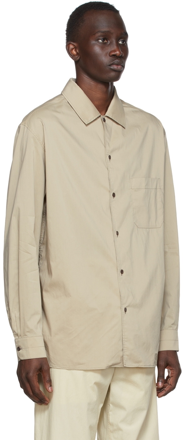 LEMAIRE Taupe Convertible Collar Shirt Lemaire