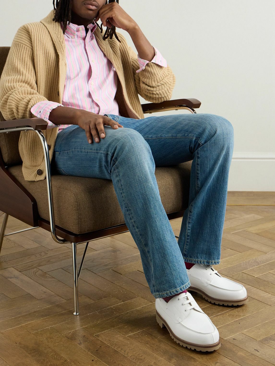 J.M. Weston - 4x4 Leather Derby Shoes - White