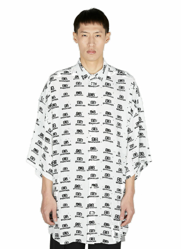 Photo: Balenciaga - Oversized Logo Print Shirt in White