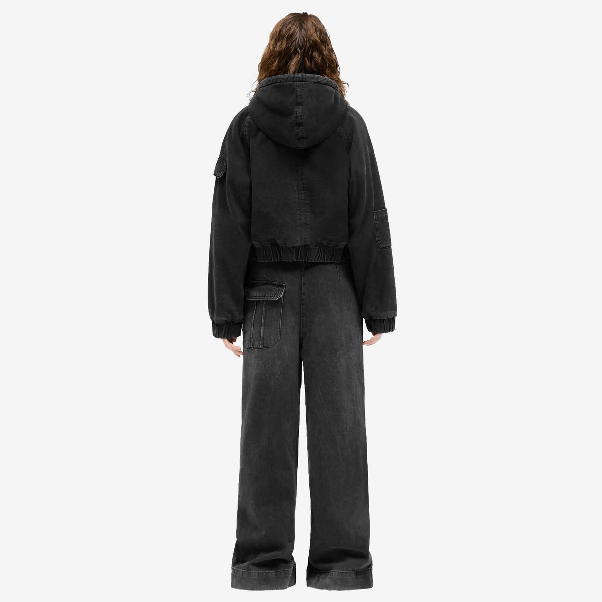 Represent Women's Crash Cropped Denim Jacket in Washed Black