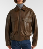 Staud Eugene leather bomber jacket