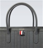 Thom Browne 4-Bar leather-trimmed canvas tote bag