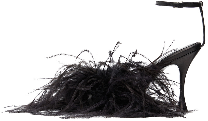 Magda Butrym Black Feather Sandals