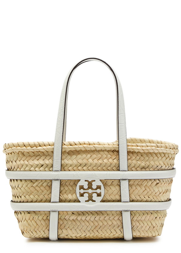 Photo: Tory Burch Ella Small Logo-embellished Straw Tote - Beige - One Size